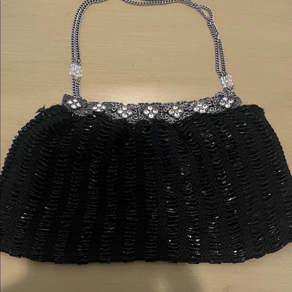 Vintage Elegant Black Sequin Evening Bag